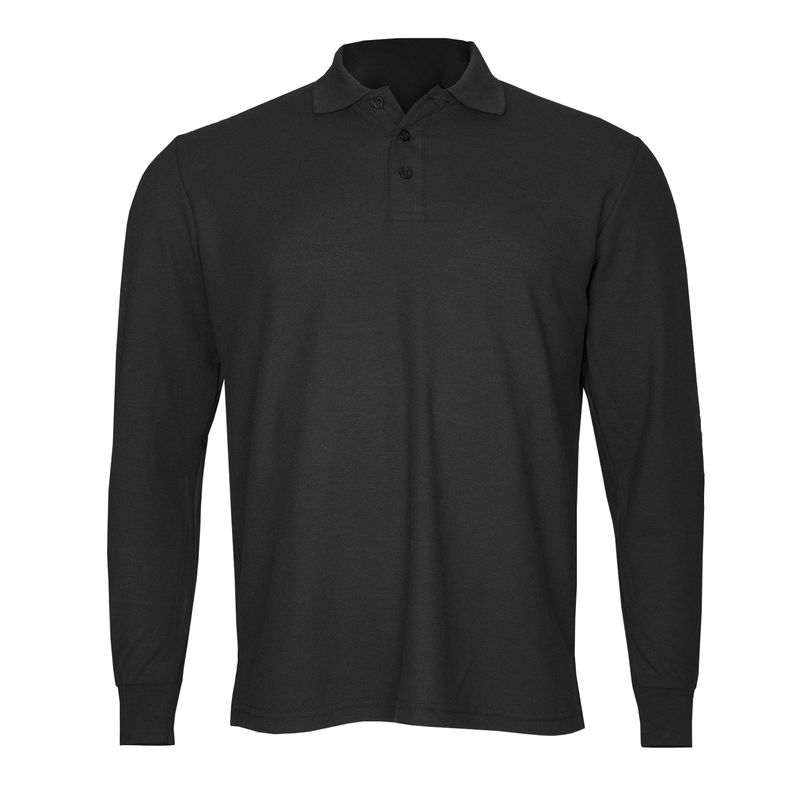ANDESLAND OUTDOOR APPAREL - Polera Algodón Pique Manga Larga Velox Negro Hombre