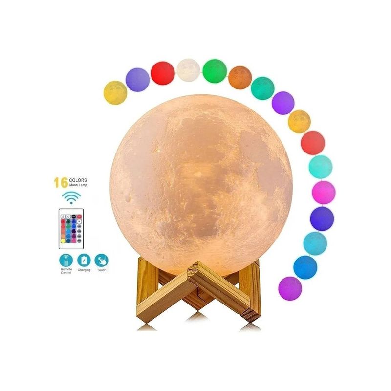 GENERICO - Lampara De Luna 3d 15 Cm Multicolores