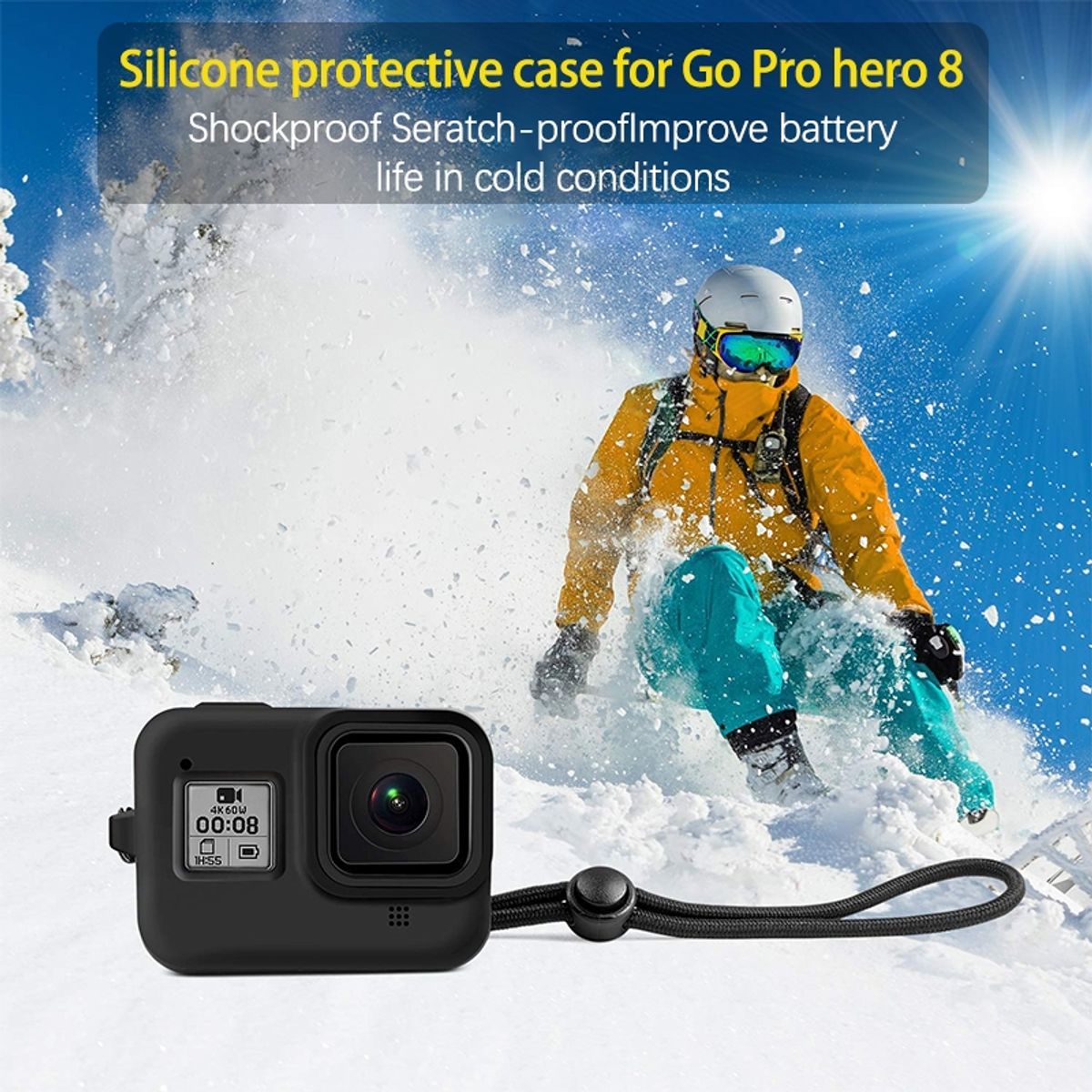 GENERICO - Funda Protectora De Silicona Negra Gopro Hero 8