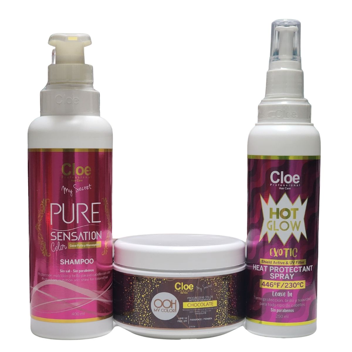 CLOE - Pack Chocolate Cloe Shampoo Mascara Y Protector Termico