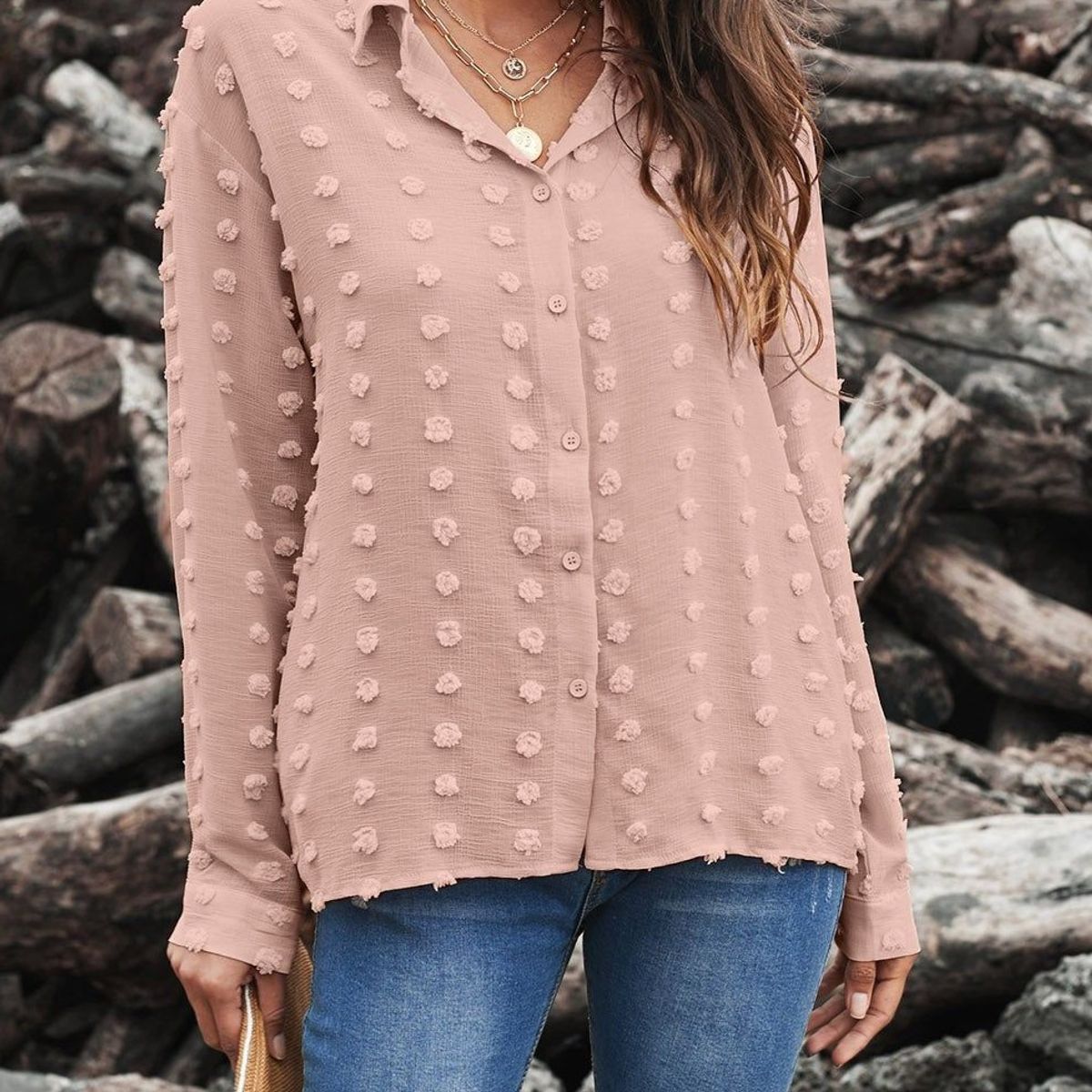 ARRAKASTA - Blusa abotonada punto suizo