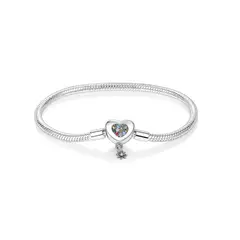 SILVER HEART - Pulsera Broche Corazón Colorido en Plata Fina 925