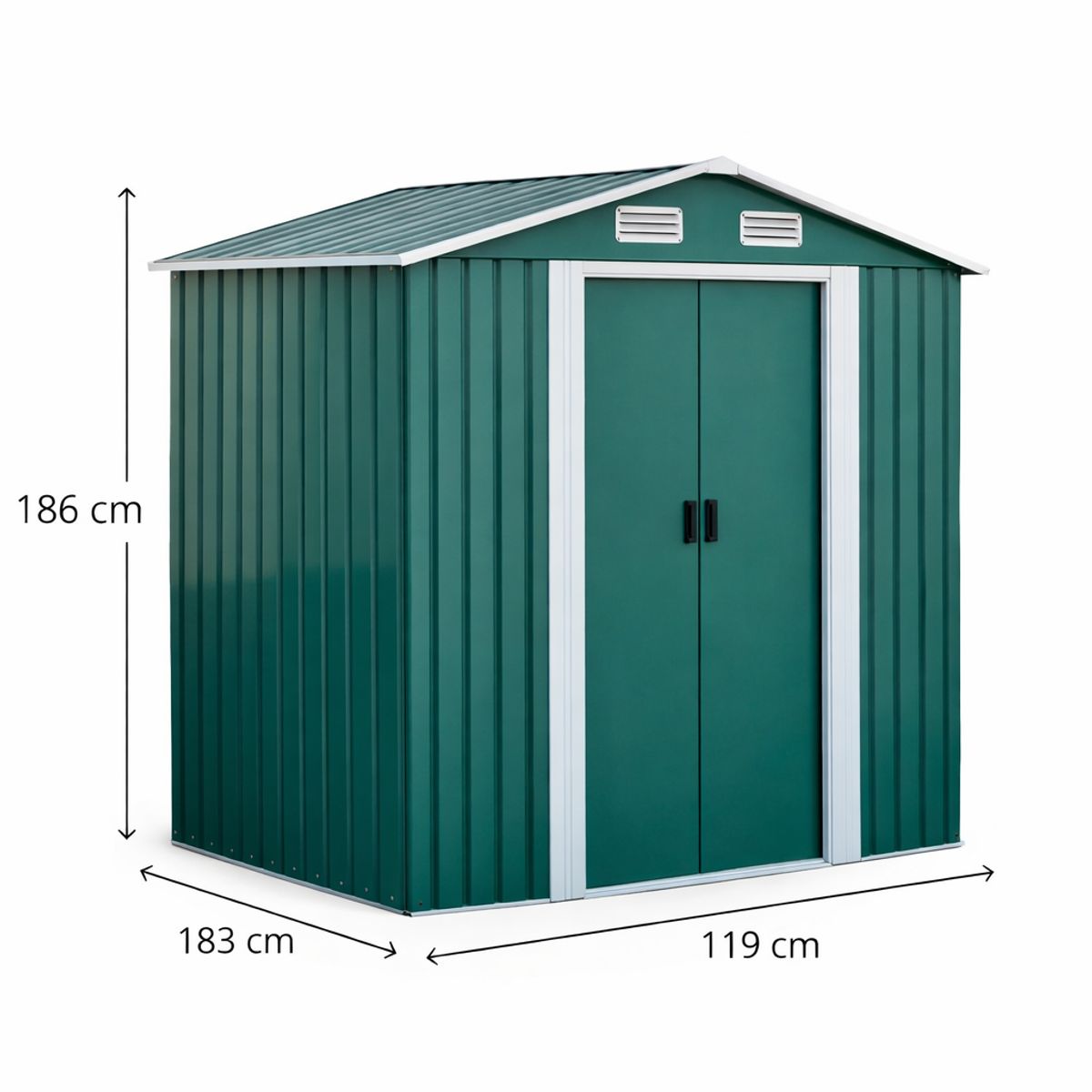 SPACE HOME - Bodega de Jardín Metálica Verde con Puertas Corredera 183x119