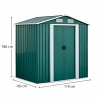 Bodega de Jardín Metálica Verde con Puertas Corredera 183x119