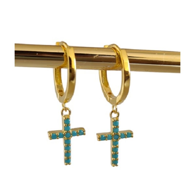 GENERICO - Aros Cross Baño de Oro 18k