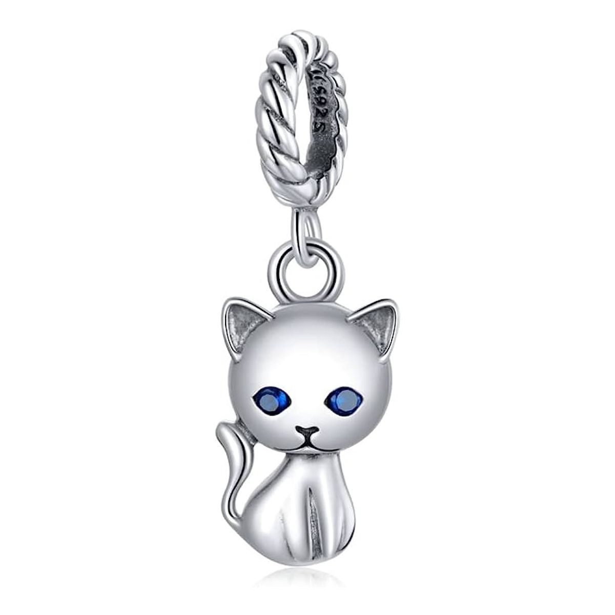 TODOJOYAS - Charm Dije Plata 925 Gatito Ojos Azules
