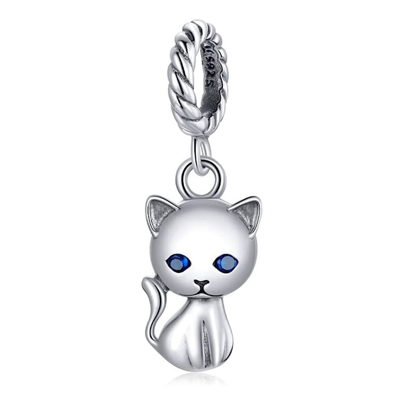 TODOJOYAS - Charm Dije Plata 925 Gatito Ojos Azules
