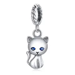 TODOJOYAS - Charm Dije Plata 925 Gatito Ojos Azules