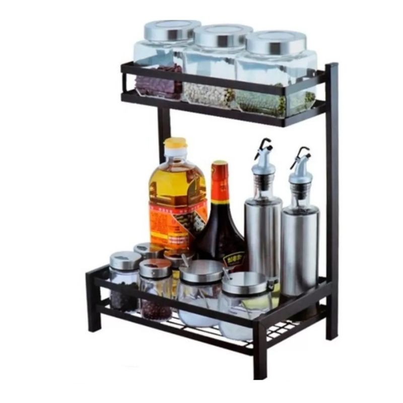 GENERICO - Rack Especiero Organizador Condimenteros 2 Niveles Metalico