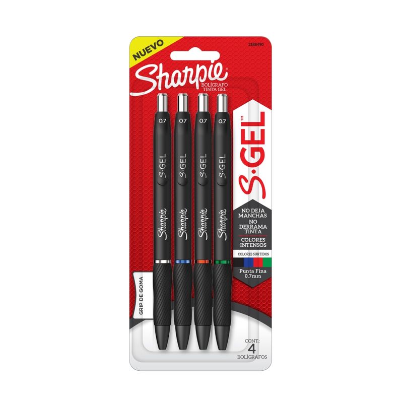 SHARPIE - Set 4 Boligrafos Gel 0.7 mm Sharpie Colores Básicos