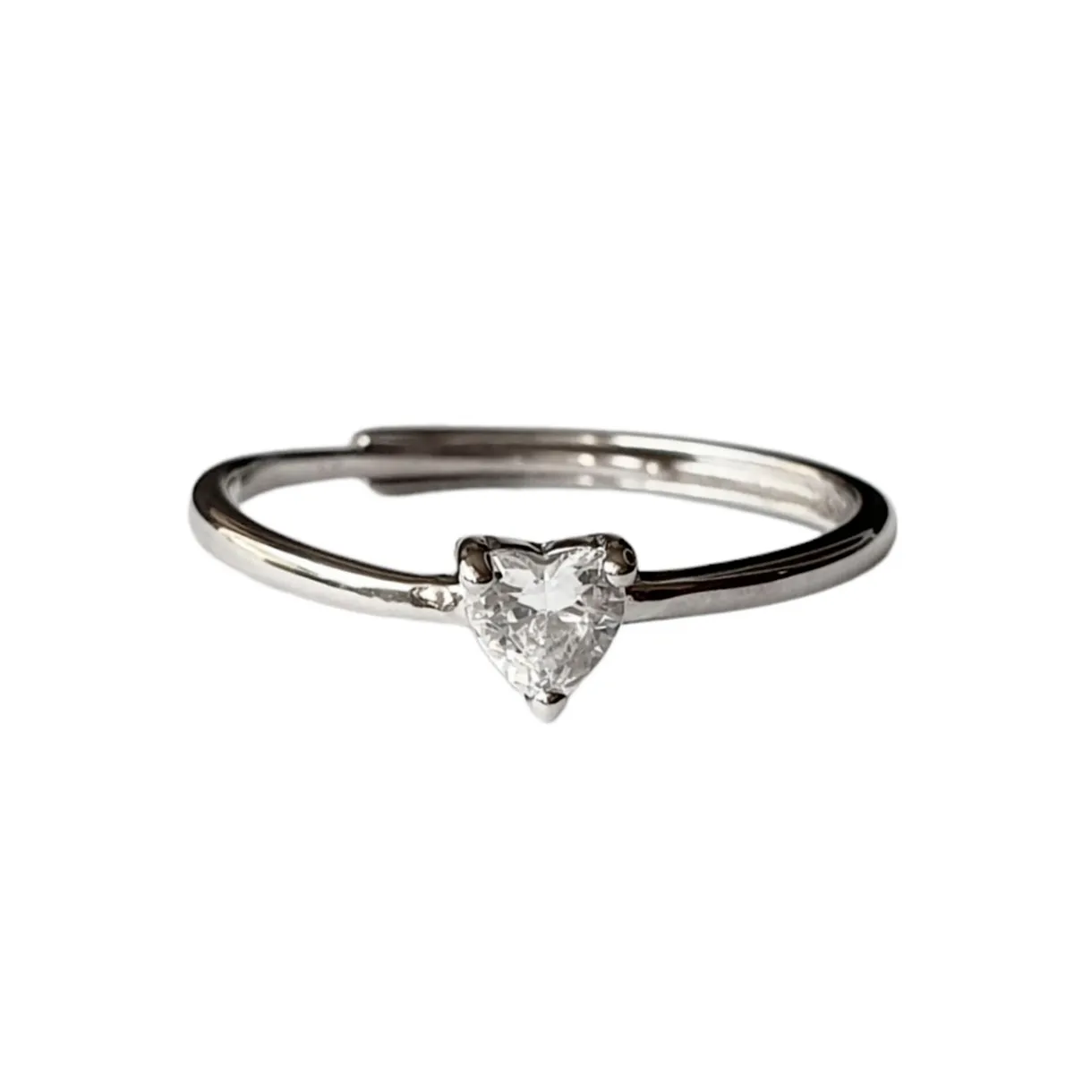GENERICO - Anillo Solitario Corazon Ajustable