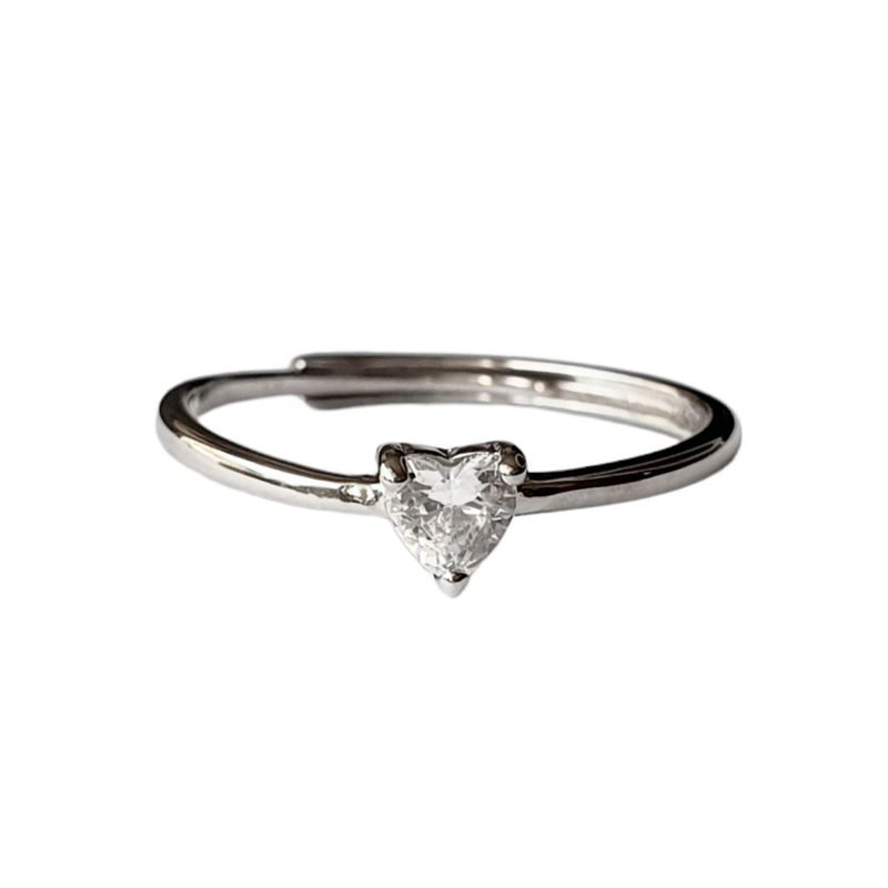 GENERICO - Anillo Solitario Corazon Ajustable