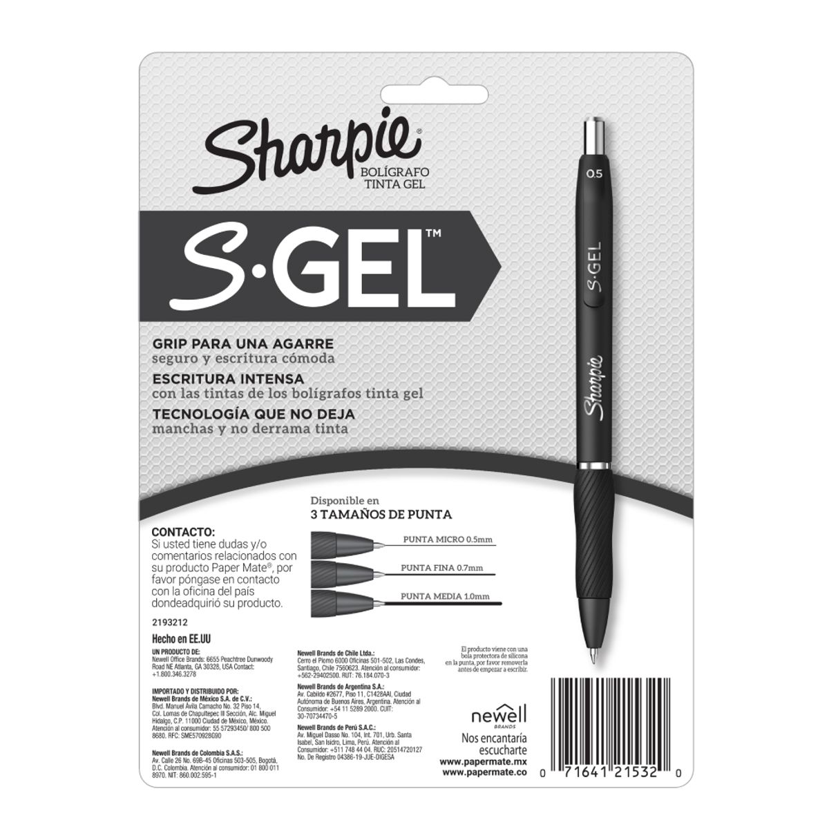 SHARPIE - Set 8 Boligrafos Gel 1 mm Sharpie Colores Surtidos