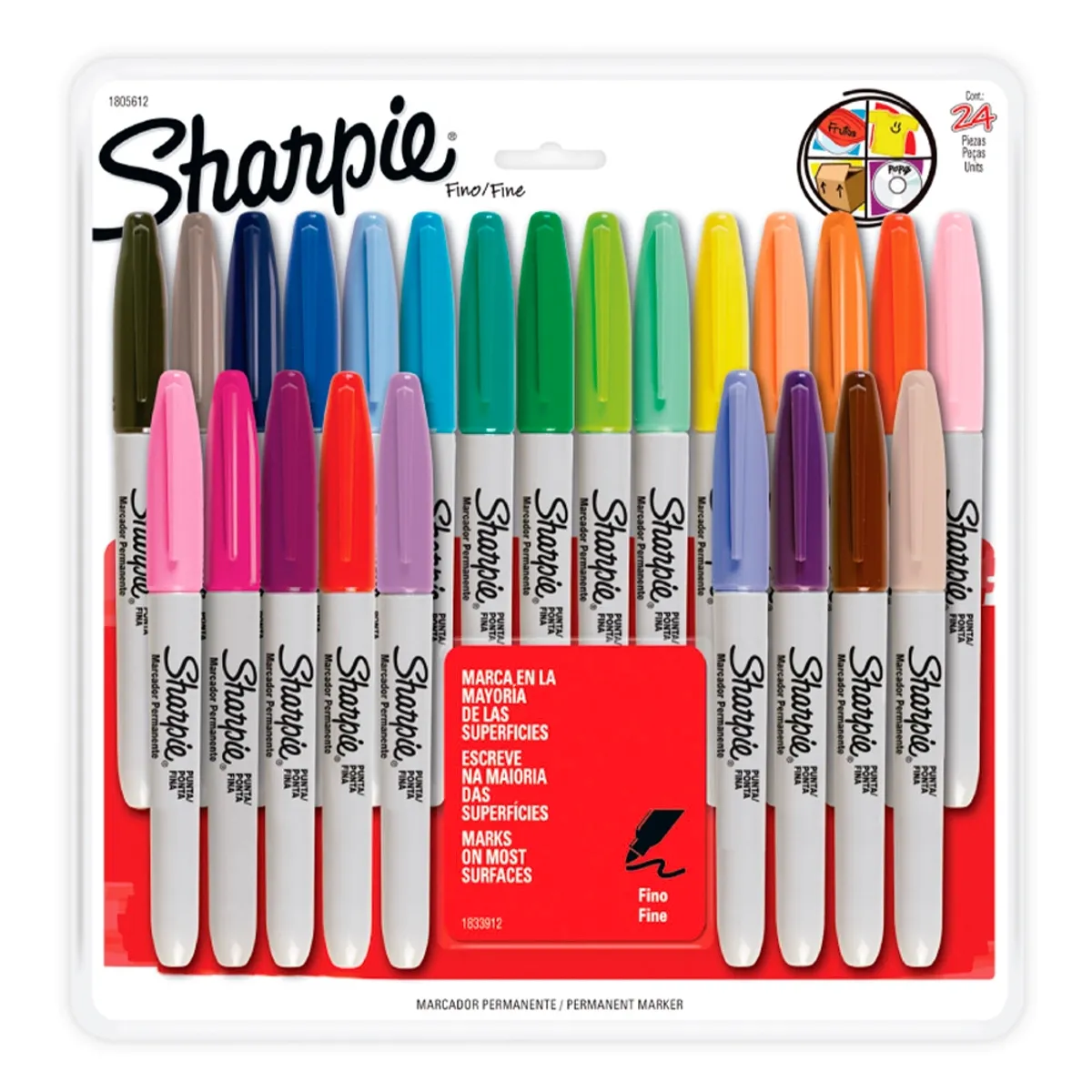 SHARPIE - Set 24 Marcadores Sharpie Punta Fina Colores Surtidos