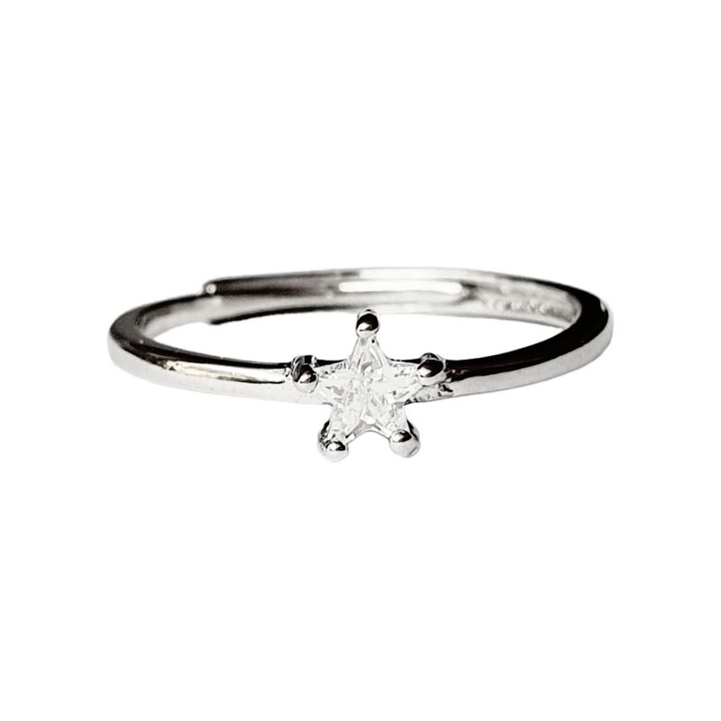 GENERICO - Anillo Solitario Estrella Circon Ajustable