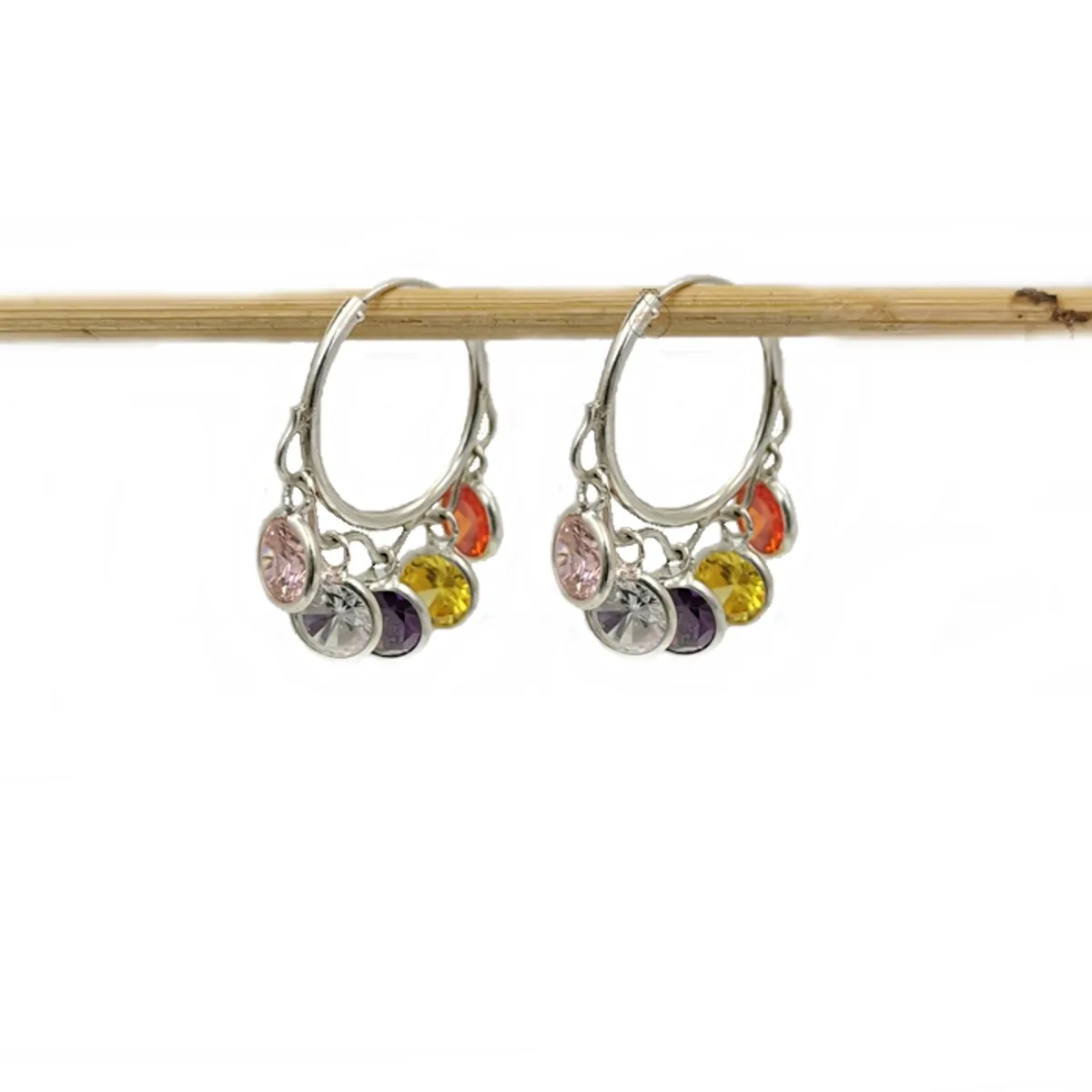 JOYAS MYTOKE - Aros Argolla Cristales Movimiento Colores Plata 925 Mujer