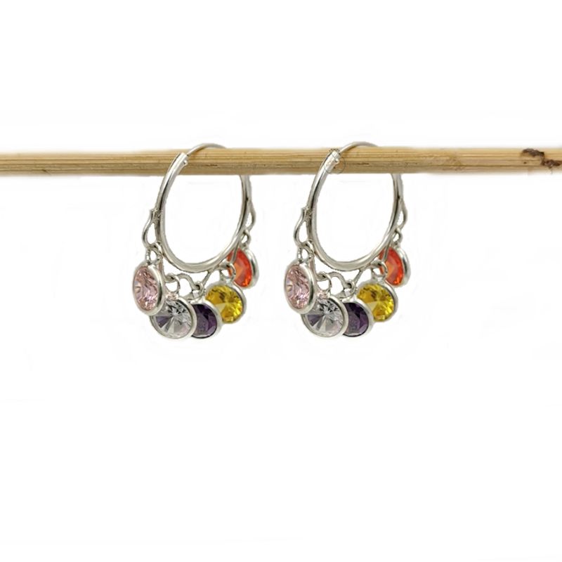 JOYAS MYTOKE - Aros Argolla Cristales Movimiento Colores Plata 925 Mujer