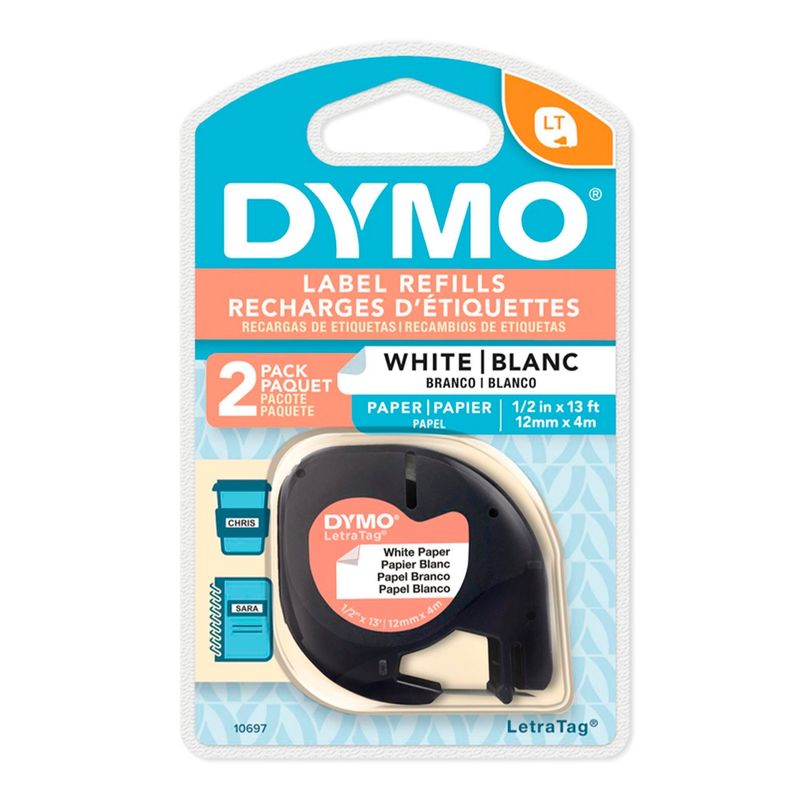 DYMO - 2 Etiquetas Papel Blanco Dymo 12 mm x 4m
