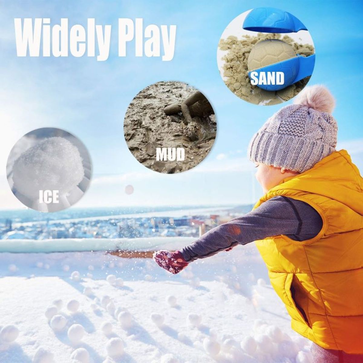 EVERSO - Juego De 16 Herramientas Para Hacer Bolas De Nieve Niños