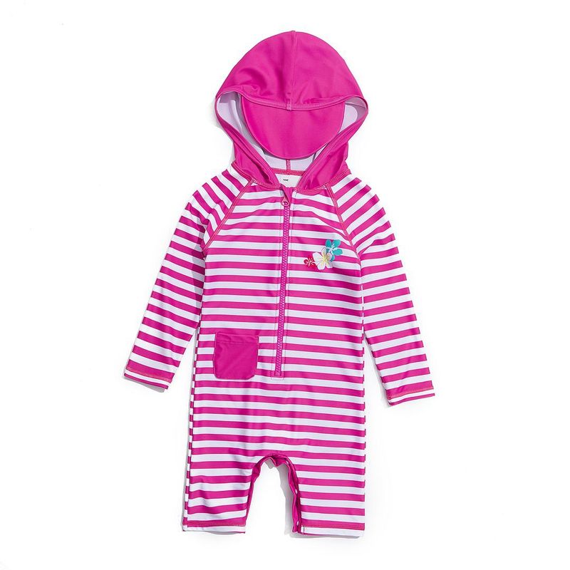 BONVERANO - Bebé Chica UV Encapuchado Traje de Baño Broche Inferior
