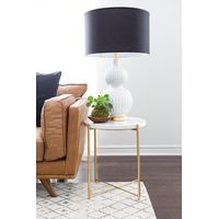 Mesa Lateral circular 40 cm Mármol Dorada Moderno Alta Gama - Viatto