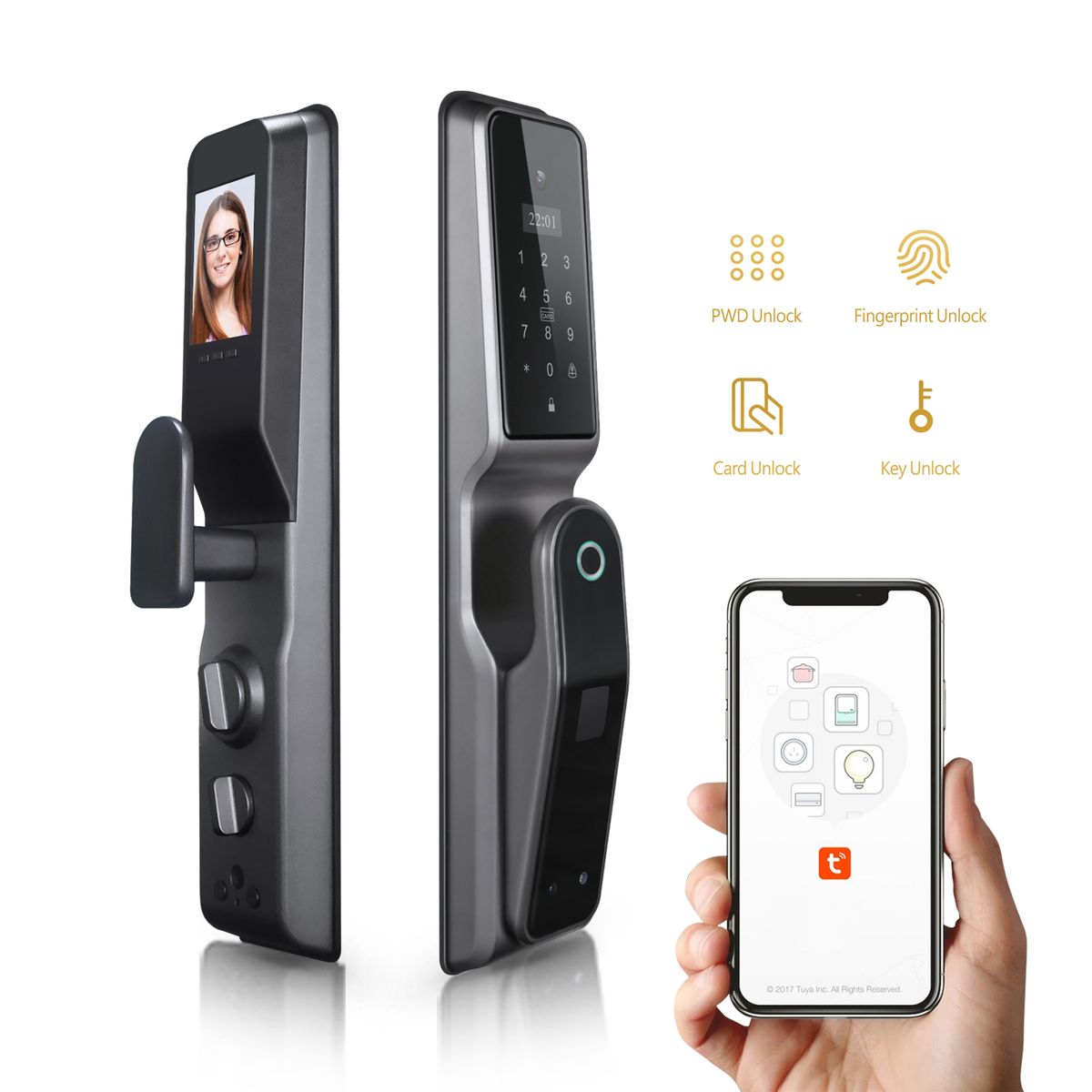 GENERICO - Cerradura Inteligente Wifi Con Cámara Huella Digital Tarjeta App