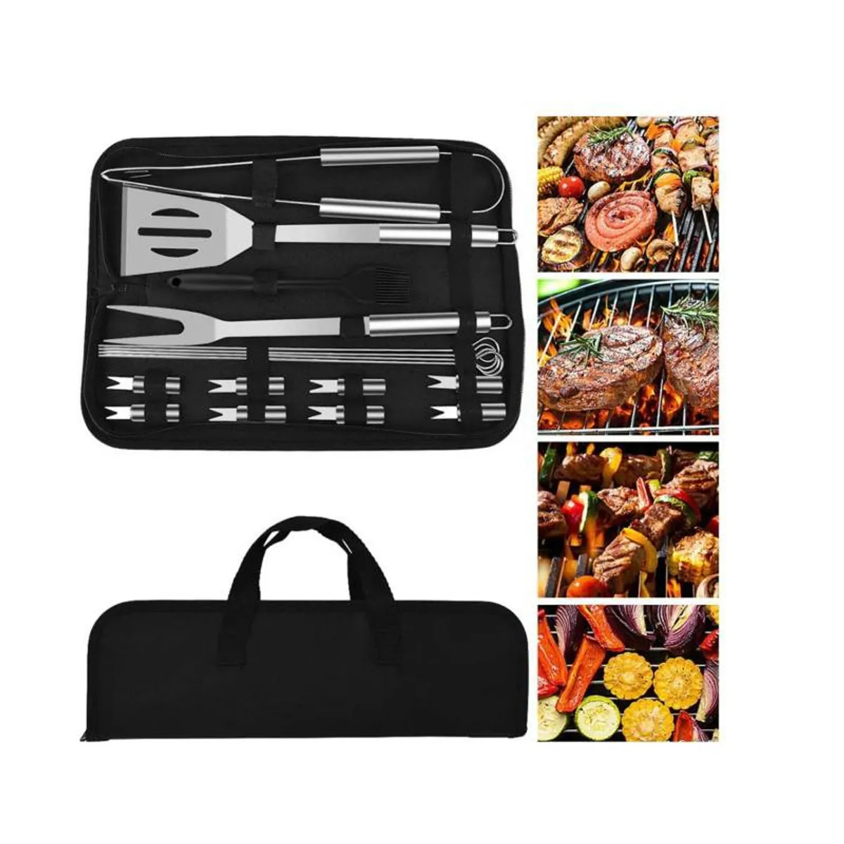 EVERSO - Set Parrillero Asado 16 Pcs Kit Accesorios Parrilla Barbacoa