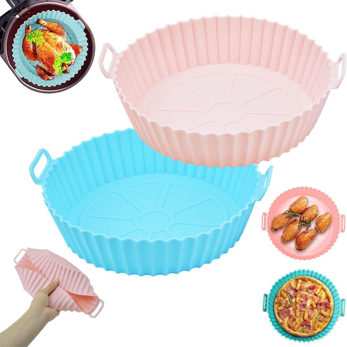 GENERICO - Pack X2 Molde Silicona Antiadherente Para Freidora De Aire