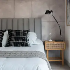 KABECEROS - RESPALDO TUBULAR - KING - FELPA GRIS CLARO