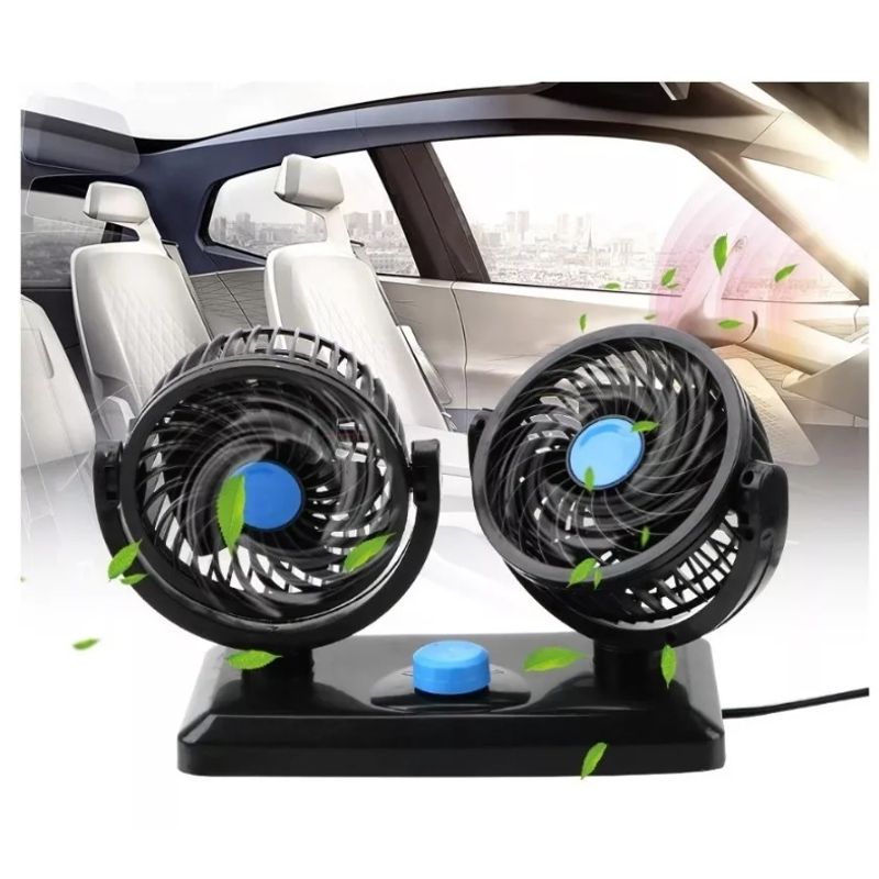 GENERICO - Ventilador Automovil Doble Turbo 12v 2 Velocidad 360 Auto