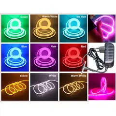 GENERICO - Cinta Led Neon Luz 5 Metros Flexibletransformador 12v FUCSIA.