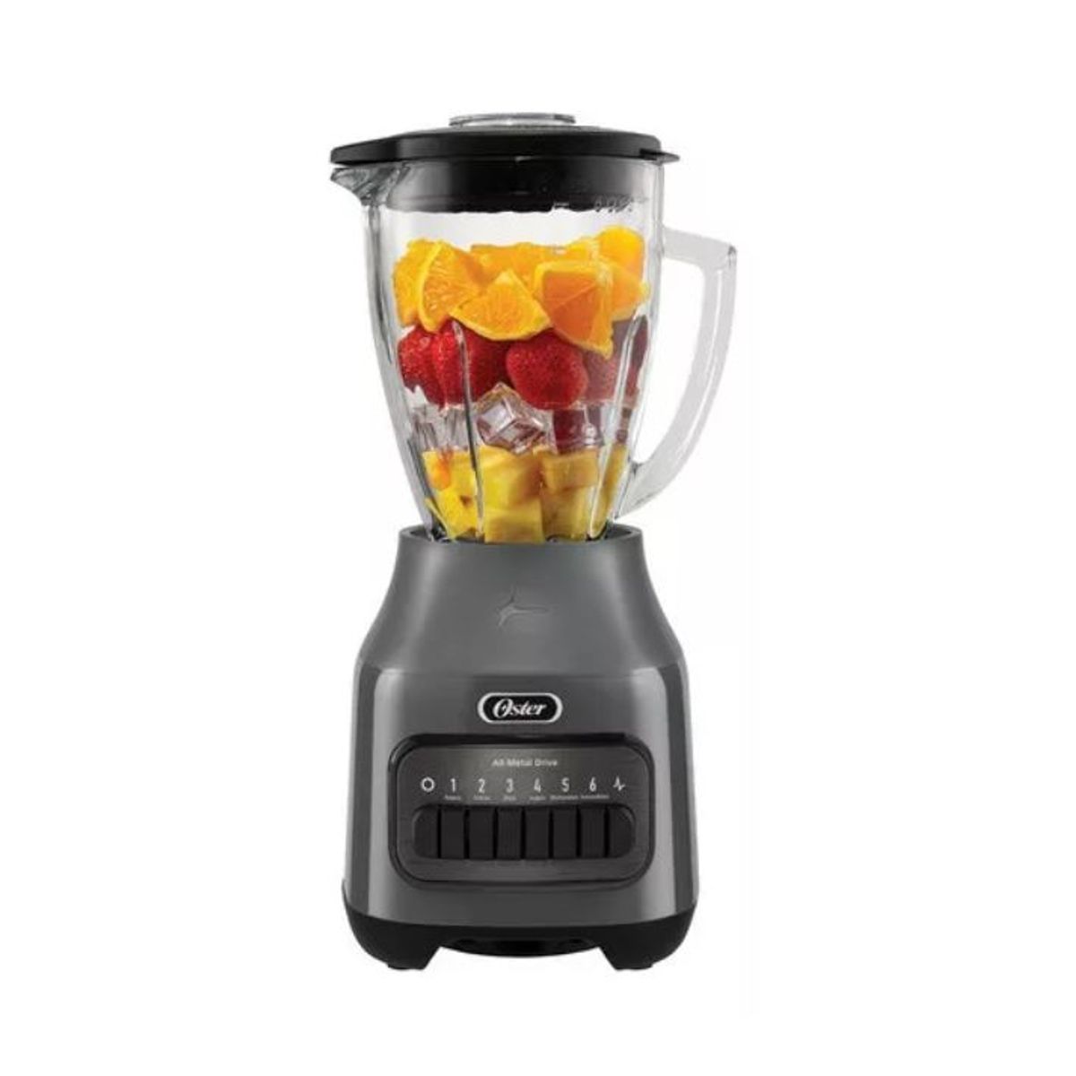 OSTER - Licuadora Oster Vaso Vidrio 6 Vel + Pulso Gris Blstpeggpb