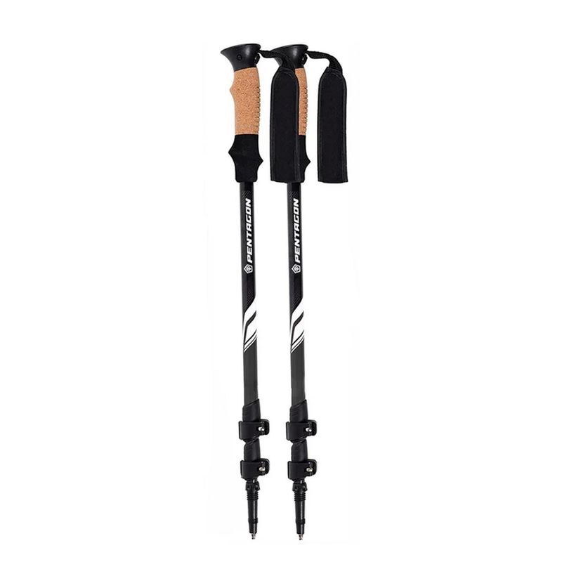 PENTAGON - Bastones Trekking Set 2 Plegables Aluminio Pentagon - Negro