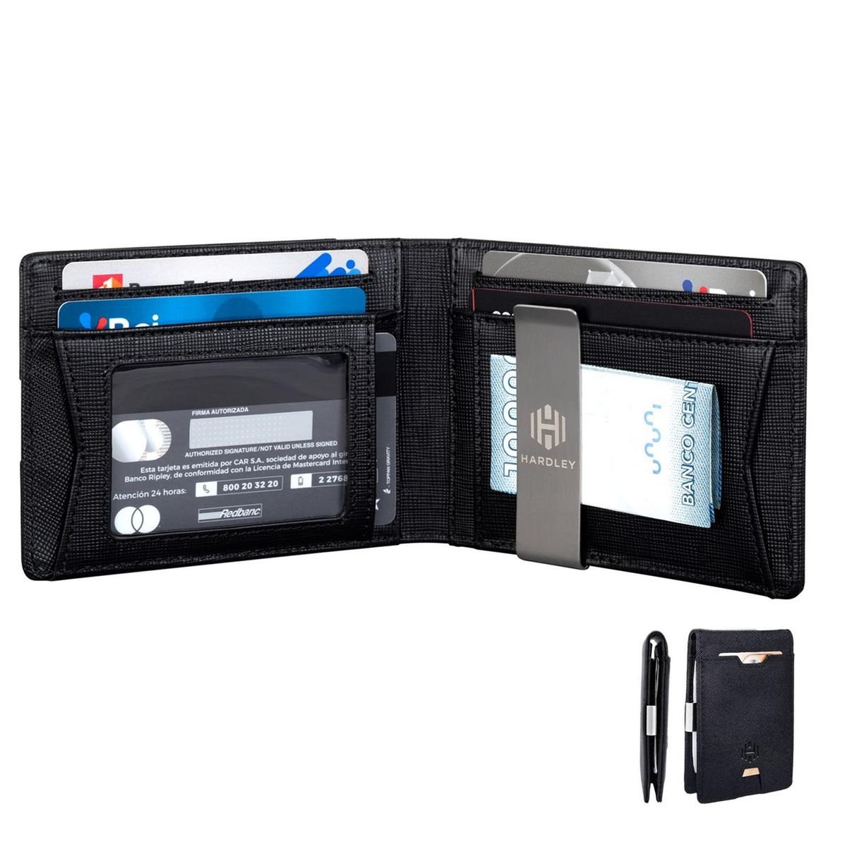 HARDLEY - Billetera 100% Cuero Hombre Bloqueo Rfid Tarjetero Hardley