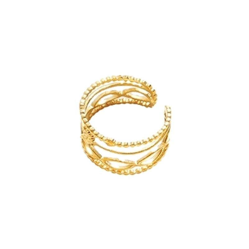 LUX JOYAS - Anillo Baño Oro Amarillo 18k Infinito Sol Ajustable