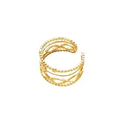 LUX JOYAS - Anillo Baño Oro Amarillo 18k Infinito Sol Ajustable