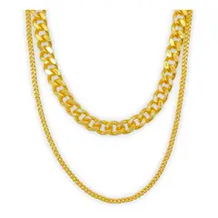 GENERICO - Collar Dama Doble Grumet Plata S925 Baño Oro + Estuche