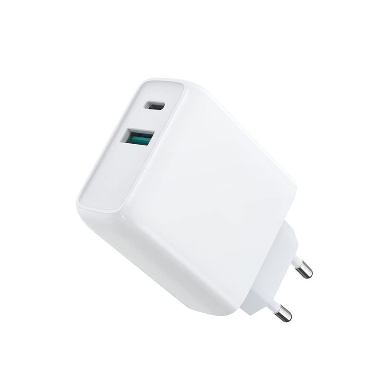 TECNOLAB - Cargador Pared USB C Ultra Rápido 36W Power Delivery + USB - Blanco