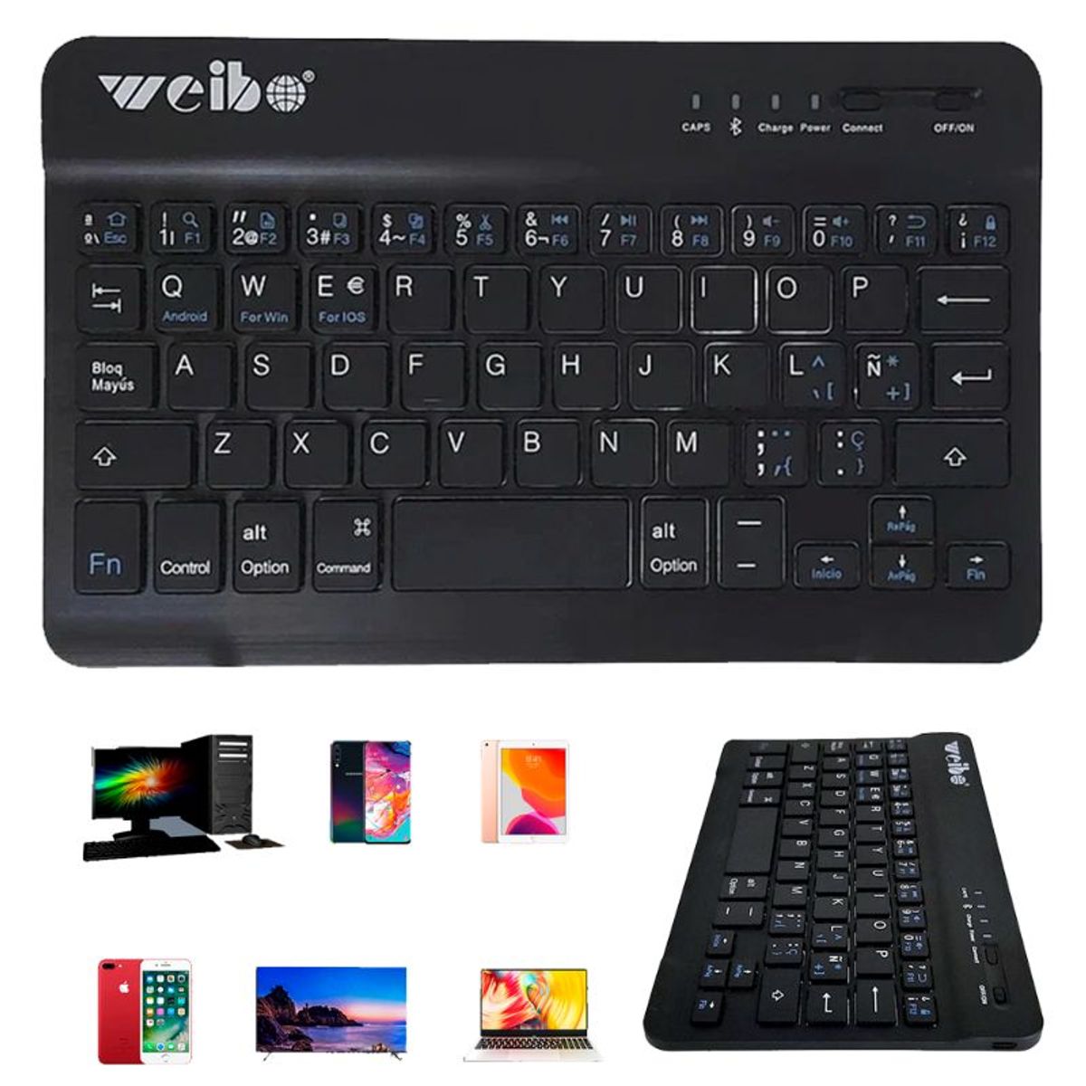 GENERICO - Mini Teclado Slim Inalámbrico Bluetooth Telefono Tablet Pc