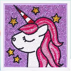 MI ARTE OCIO CONSENTIDO - Pintura diamante Unicornio 15x15 cm INCLUYE MARCO