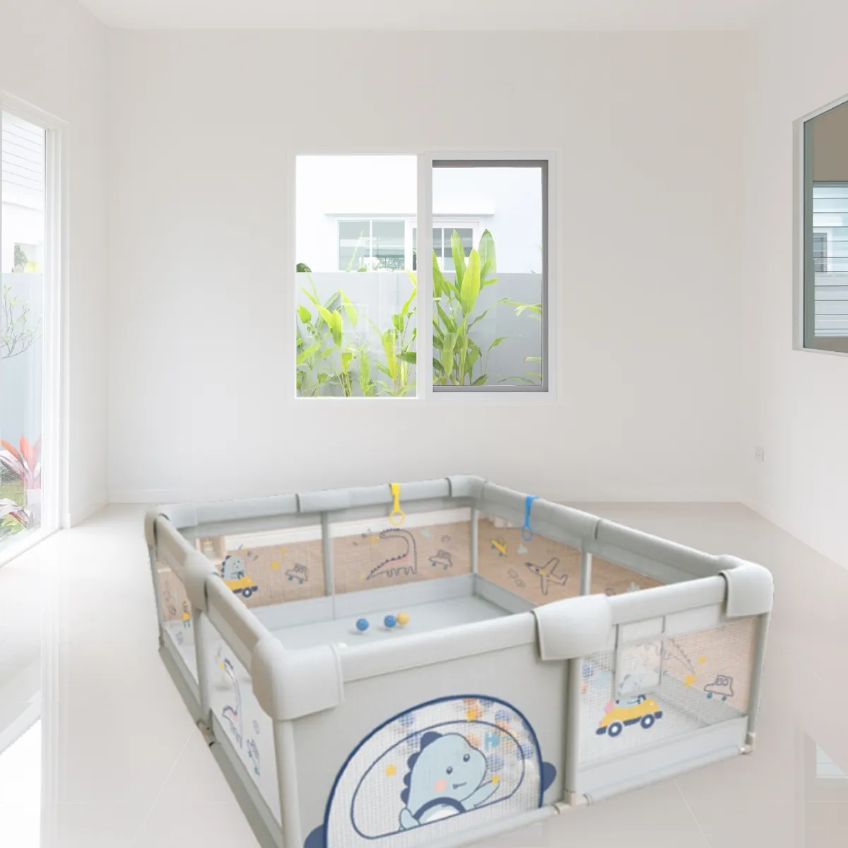 CRUSEC - Corral Centro De Juego 2 x 1.8 M Portátil Bebés Y Niños Gris