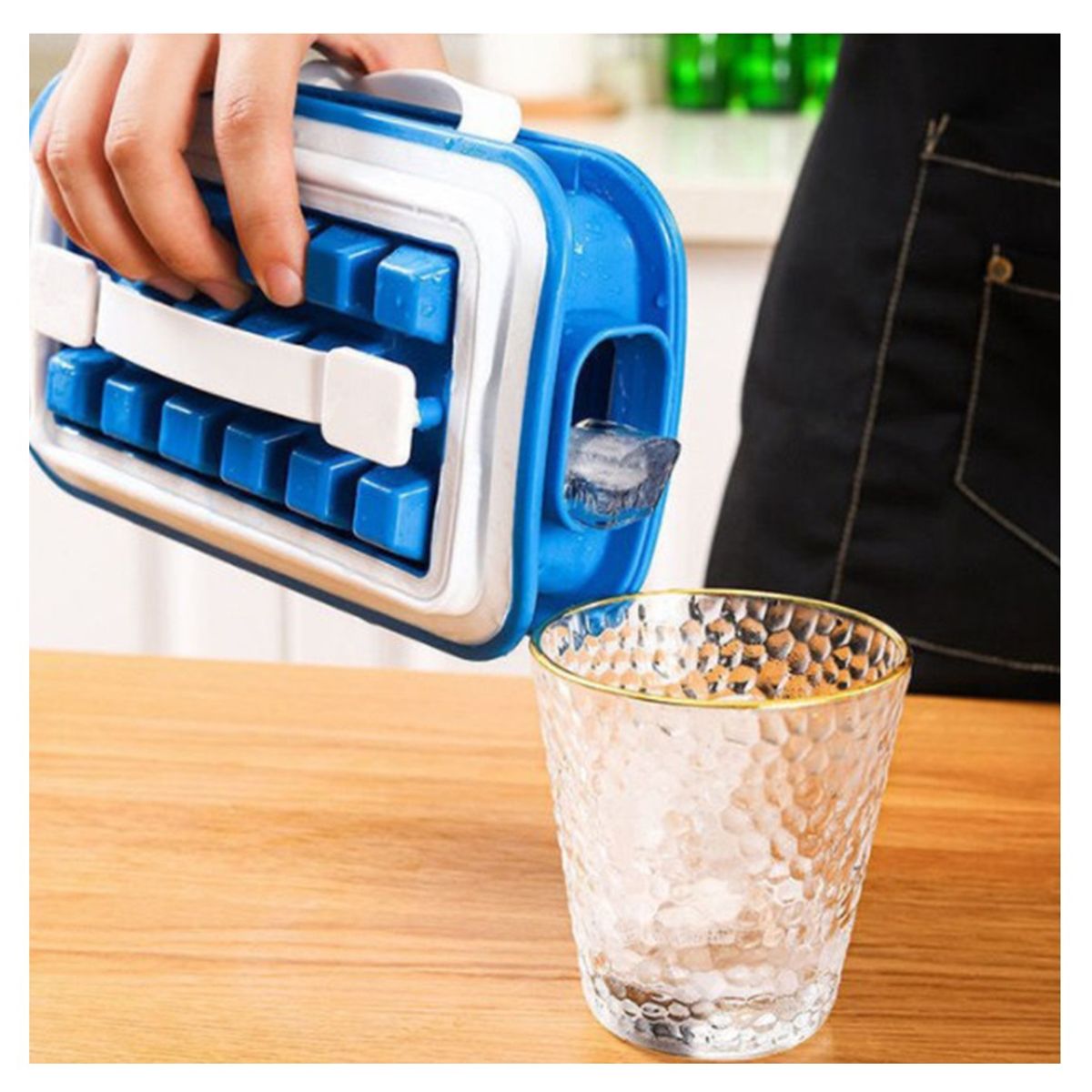 GENERICO - Molde Para Hielo Hielera Botella Fabrica Cubo Cubetera Hielo Azul