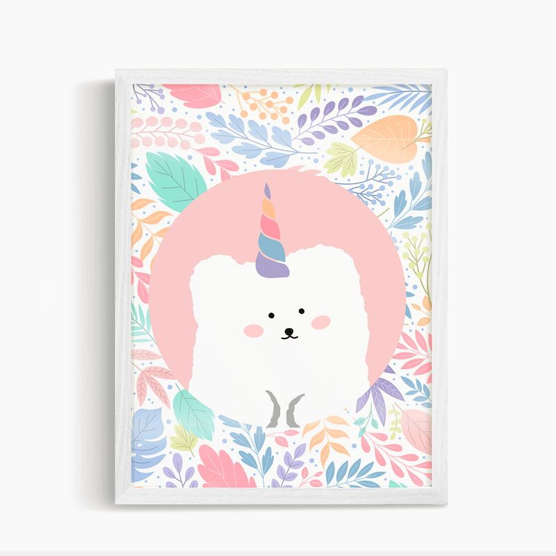 DECORACION PAJARITO - Cuadro Infantil Unicornio Cute Perrito