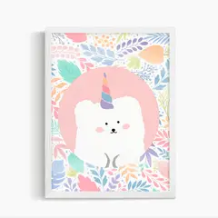 DECORACION PAJARITO - Cuadro Infantil Unicornio Cute Perrito