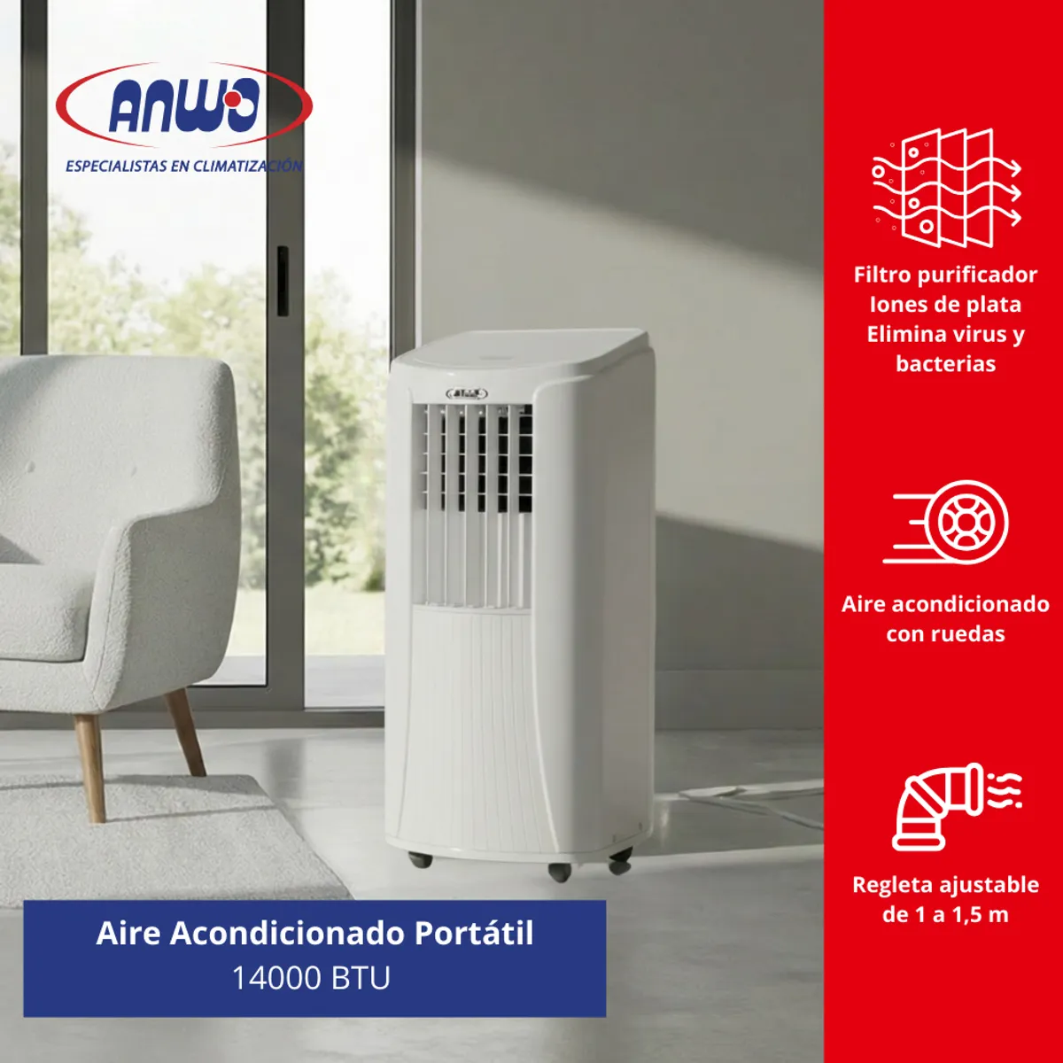 ANWO - Aire Acondicionado Portátil Anwo 14000 BTU Gport-14