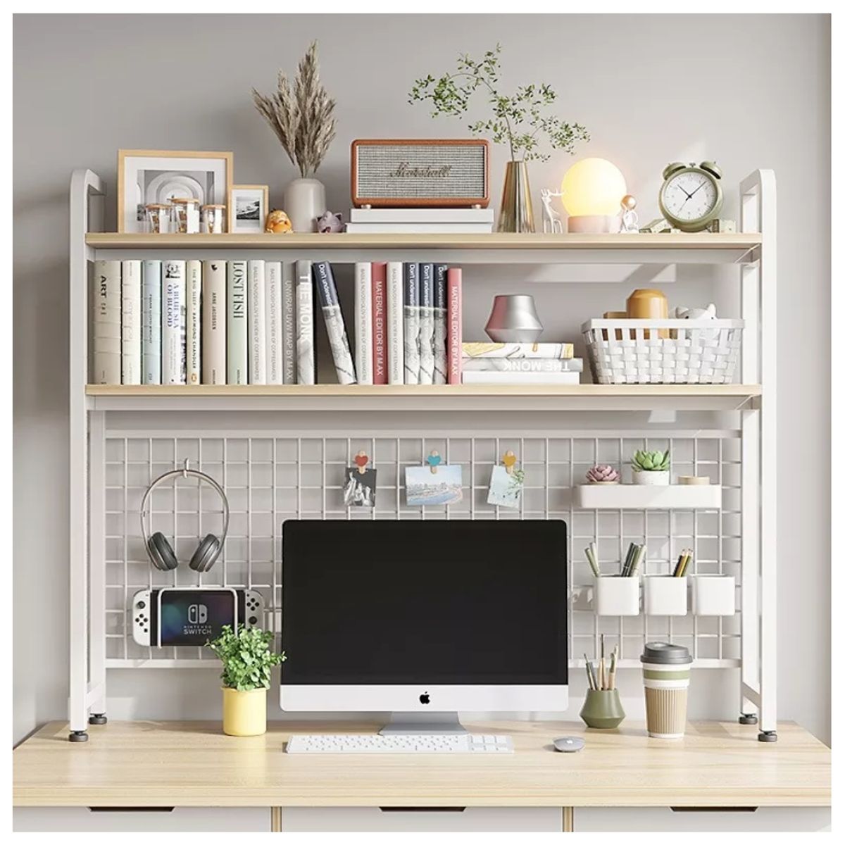 HOMER DESIGN - Organizador De Escritorio Multifuncional Con Repisa Metal