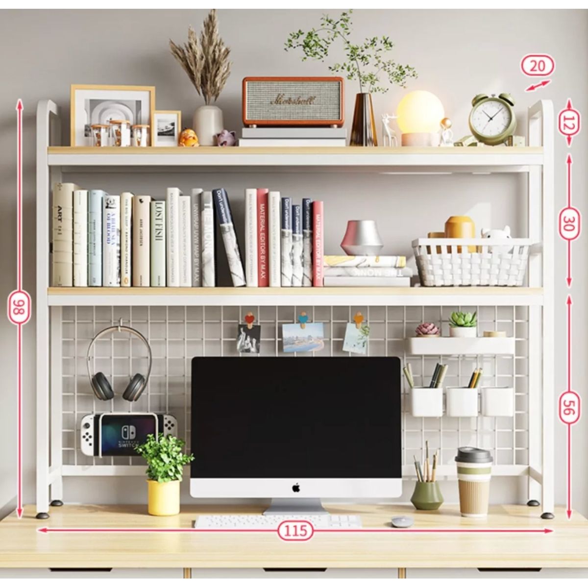 HOMER DESIGN - Organizador De Escritorio Multifuncional Con Repisa Metal