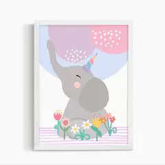 DECORACION PAJARITO - Cuadro Infantil Unicornio Cute Elefantito