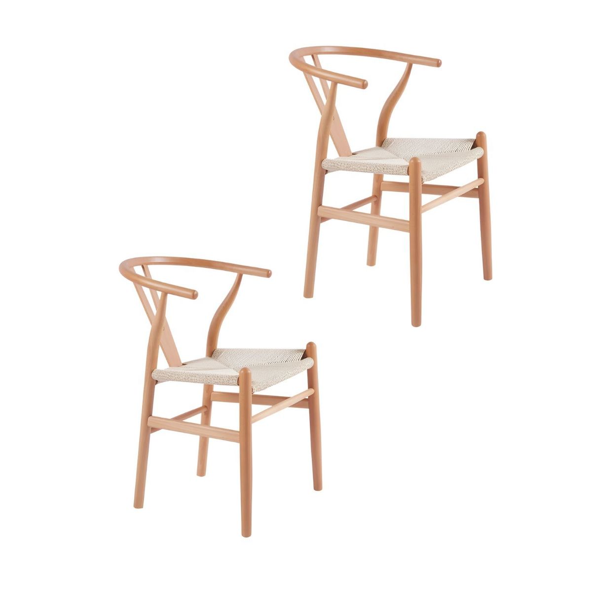KLIK - Pack 2 Sillas Wishbone Madera - Natural KLIK