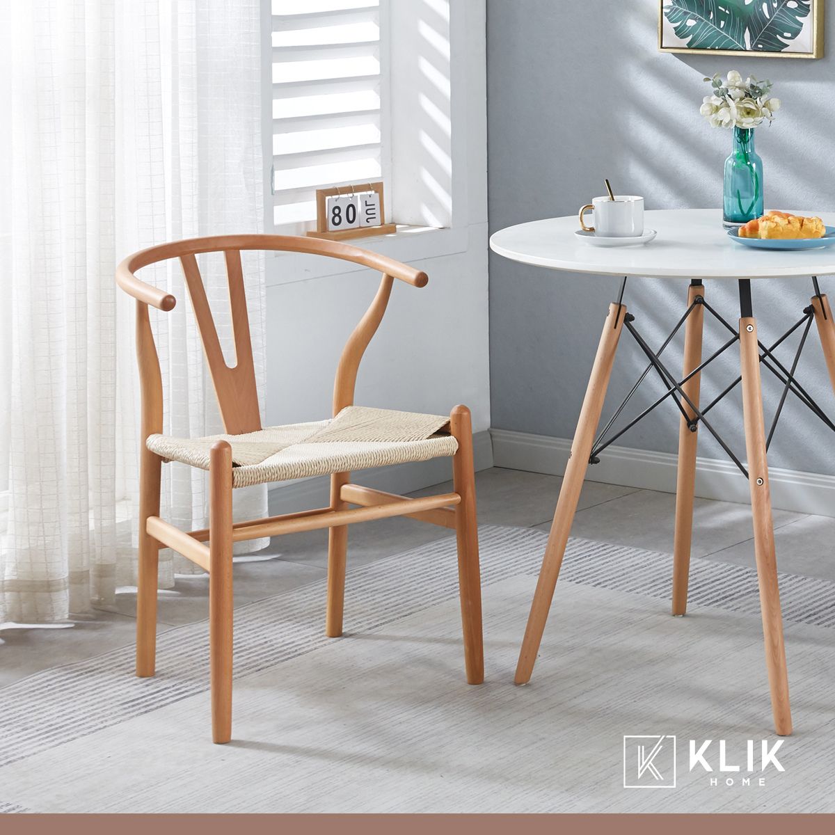 KLIK - Pack 2 Sillas Wishbone Madera - Natural KLIK